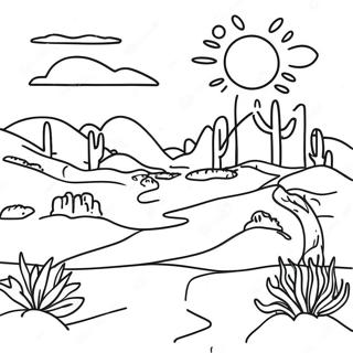 Simple Desert Landscape Coloring Page 31718-16279