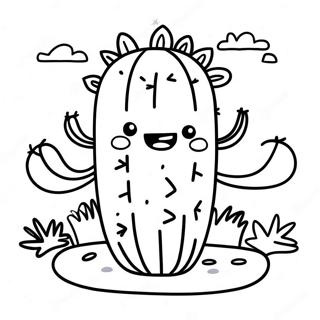 Cute Cactus In The Desert Coloring Page 31719-16282