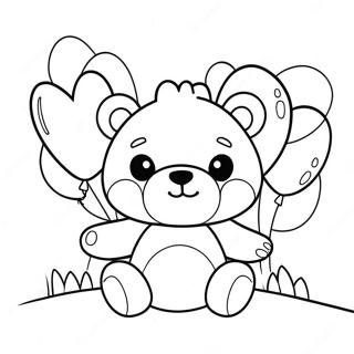 Cute Kawaii Bear With Balloons Coloring Page 31769-16321