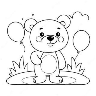 Cute Kawaii Bear With Balloons Coloring Page 31769-16324