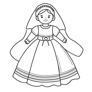 Elegant First Communion Dress Coloring Page 31779-16332