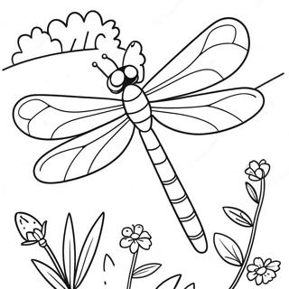 Colorful Dragonfly In A Garden Coloring Page 3179-2597