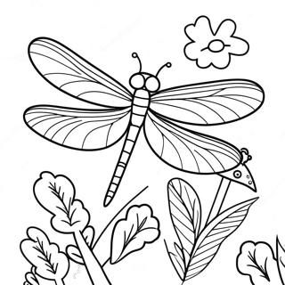 Colorful Dragonfly In A Garden Coloring Page 3179-2598