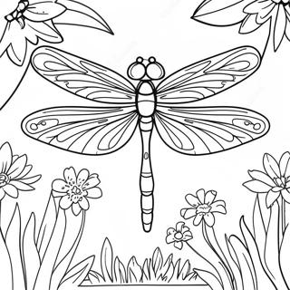 Colorful Dragonfly In A Garden Coloring Page 3179-2599