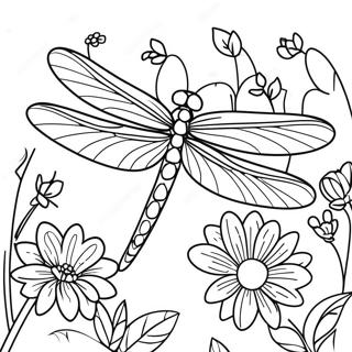 Colorful Dragonfly In A Garden Coloring Page 3179-2600