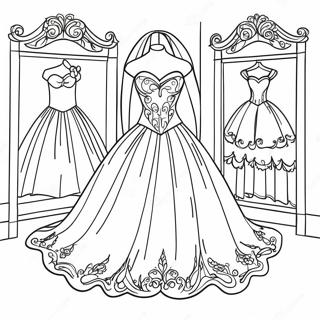 Elegant Bridal Gown Coloring Page 31819-16362