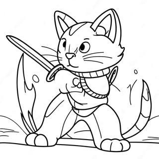 Fierce Warrior Cat In Battle Coloring Page 31829-16371