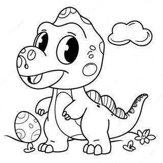 Cute Dinosaur With Easter Eggs Coloring Page 31920-16434