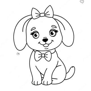 Cute Barbie Dog With Bow Coloring Page 31930-16442