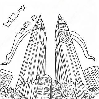 Twin Towers With American Flag Coloring Page 31990-16489