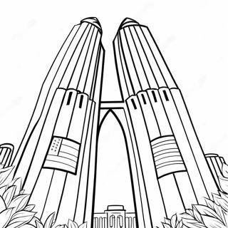 Twin Towers With American Flag Coloring Page 31990-16490