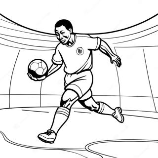 Pele Dribbling The Ball Coloring Page 32000-16497