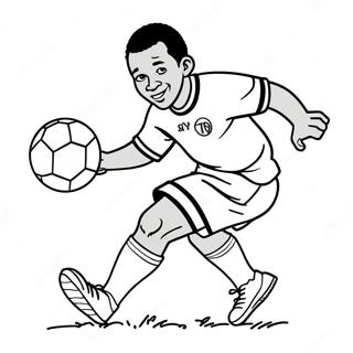 Pele Dribbling The Ball Coloring Page 32000-16499