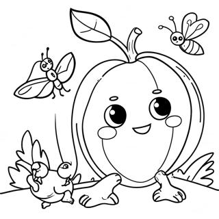 Giant Peach With Friendly Insects Coloring Page 32030-16521