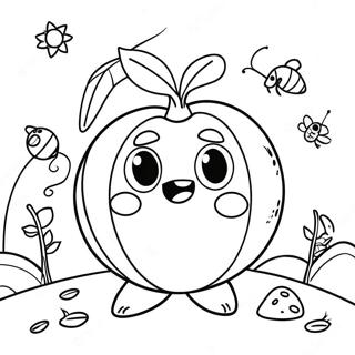 Giant Peach With Friendly Insects Coloring Page 32030-16522