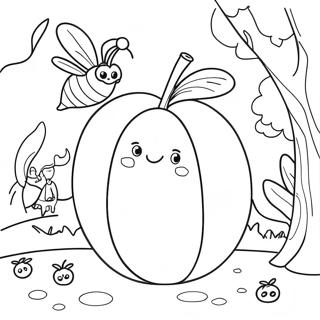 Giant Peach With Friendly Insects Coloring Page 32030-16523