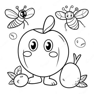 Giant Peach With Friendly Insects Coloring Page 32030-16524