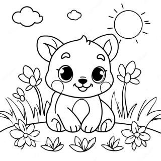 Cute Baby Animals In Spring Coloring Page 32080-16563