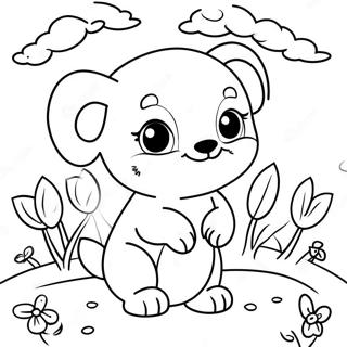 Cute Baby Animals In Spring Coloring Page 32080-16564