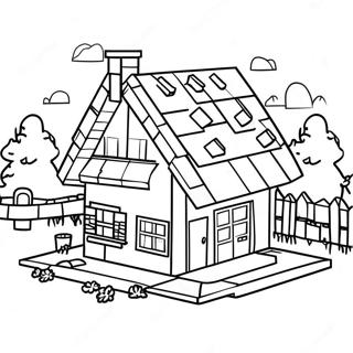 Cozy Minecraft Cottage Coloring Page 32110-16588