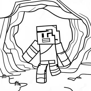 Adventurous Minecraft Alex Exploring A Cave Coloring Page 32120-16593