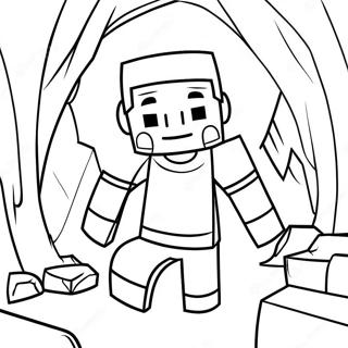 Adventurous Minecraft Alex Exploring A Cave Coloring Page 32120-16594