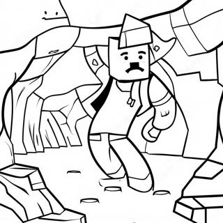 Adventurous Minecraft Alex Exploring A Cave Coloring Page 32120-16595