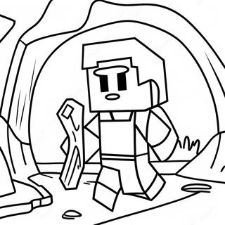 Adventurous Minecraft Alex Exploring A Cave Coloring Page 32120-16596