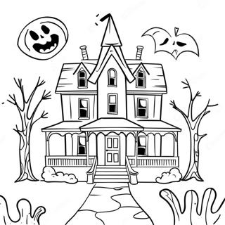 Creepy Haunted House Coloring Page 32189-16647