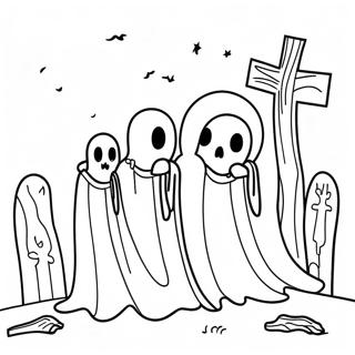 Spooky Ghosts In The Graveyard Coloring Page 32190-16649