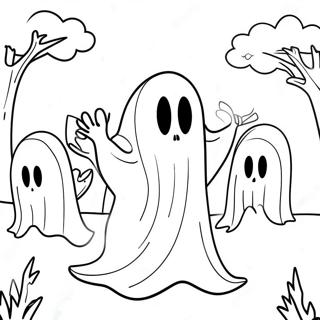 Spooky Ghosts In The Graveyard Coloring Page 32190-16651