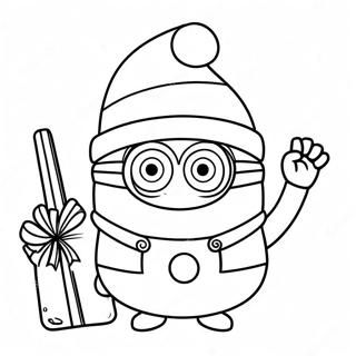 Festive Minion With Santa Hat Coloring Page 32210-16665