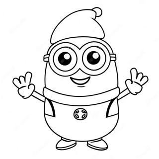 Festive Minion With Santa Hat Coloring Page 32210-16668