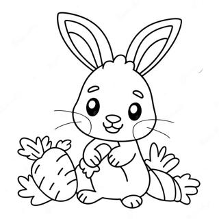 Cute Rabbit With Carrots Coloring Page 32230-16684