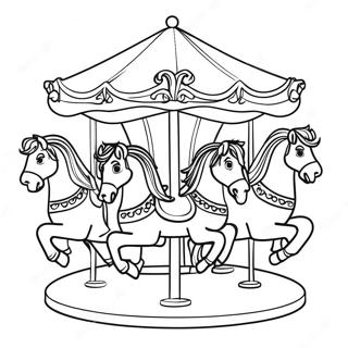 Carousel With Colorful Horses Coloring Page 32249-16695