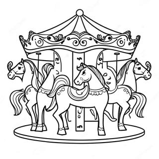 Carousel With Colorful Horses Coloring Page 32249-16696