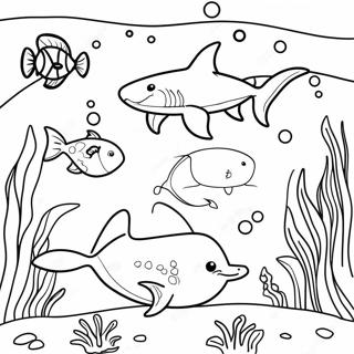 Colorful Shark Underwater Scene Coloring Page 32260-16706