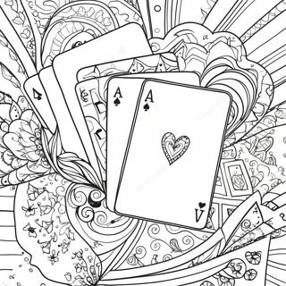 Colorful Playing Cards On A Table Coloring Page 32280-16722