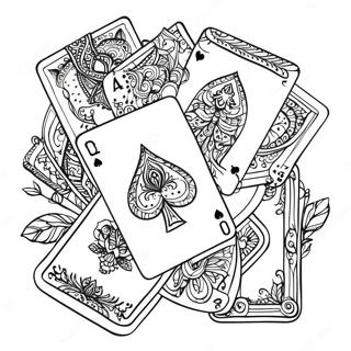 Colorful Playing Cards On A Table Coloring Page 32280-16723