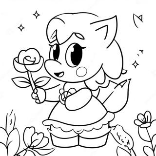 Cute Amy Rose With Flowers Coloring Page 322-263