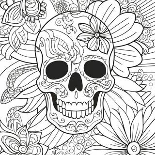 Floral Skull Tattoo Coloring Page 32330-16762