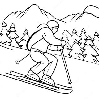 Snowy Skiing Adventure Coloring Page 32400-16820