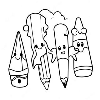 Adorable Pencil Characters Coloring Page 32572-16940