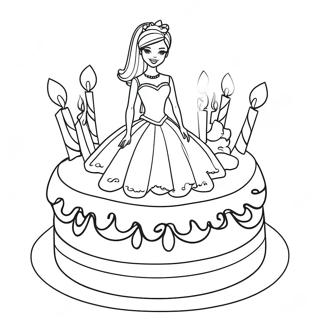 Barbie Birthday Cake Coloring Page 32582-16945