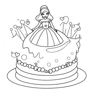 Barbie Birthday Cake Coloring Page 32582-16948