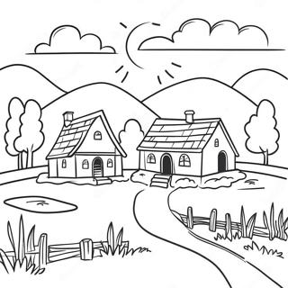 Village Landscape Coloring Page 32591-16950