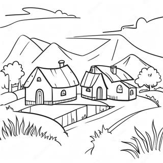 Village Landscape Coloring Page 32591-16951