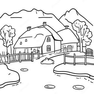 Village Landscape Coloring Page 32591-16952