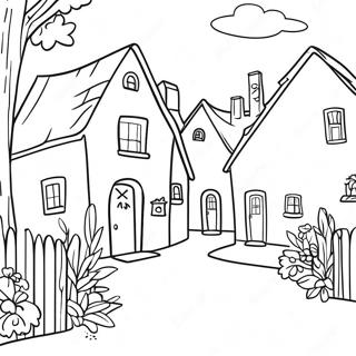 Charming Village Scene Coloring Page 32592-16953