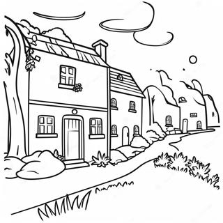 Charming Village Scene Coloring Page 32592-16954